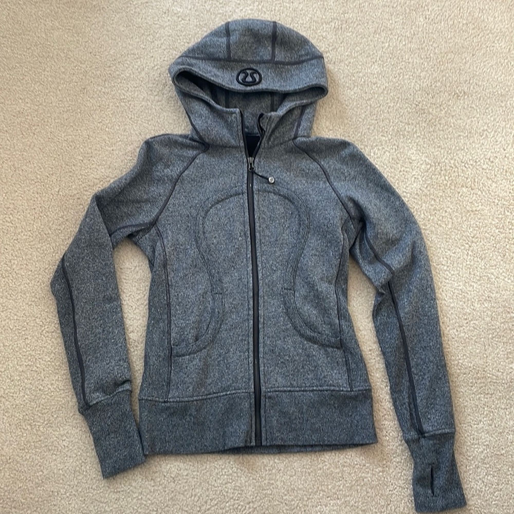 Lululemon zip up scuba black/grey/charcoal - size 4